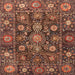 Square Abstract Saffron Red Oriental Rug, abs4066