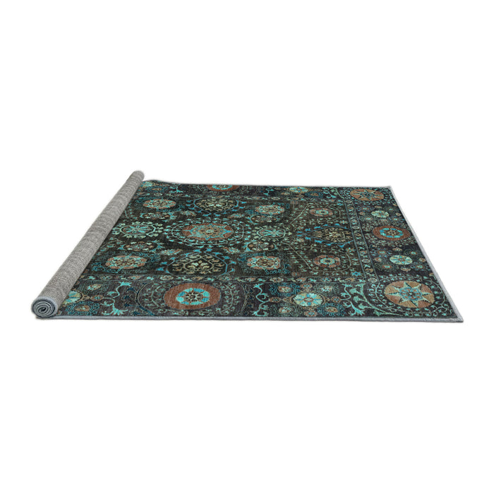 Sideview of Machine Washable Oriental Light Blue Traditional Rug, wshabs4066lblu