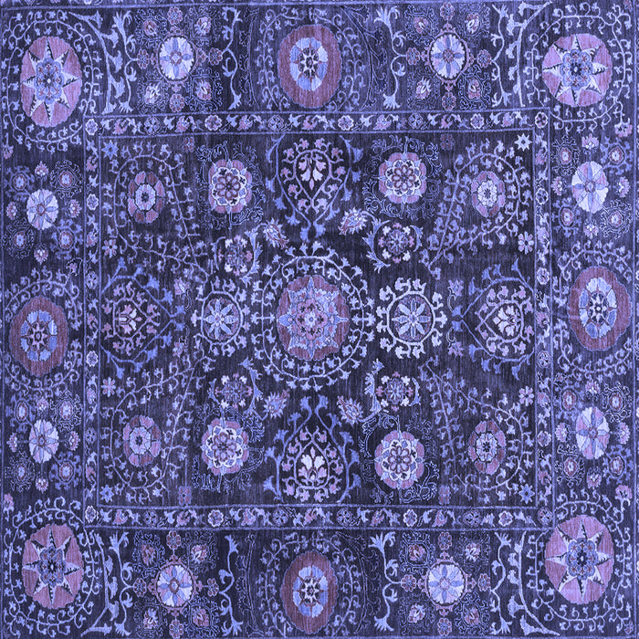 Square Machine Washable Oriental Blue Traditional Rug, wshabs4066blu