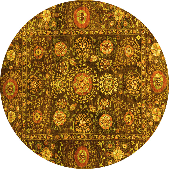 Round Oriental Yellow Traditional Rug, abs4066yw