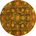 Round Oriental Yellow Traditional Rug, abs4066yw