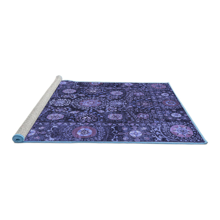 Sideview of Machine Washable Oriental Blue Traditional Rug, wshabs4066blu