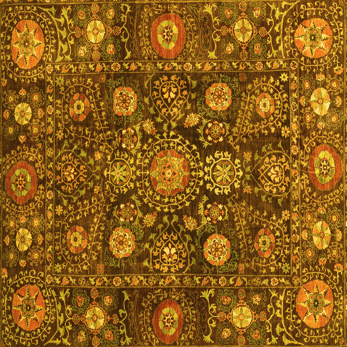 Square Oriental Yellow Traditional Rug, abs4066yw