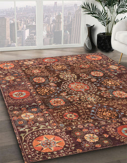 Machine Washable Abstract Saffron Red Rug in a Family Room, wshabs4066