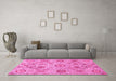 Machine Washable Abstract Pink Modern Rug in a Living Room, wshabs4067pnk