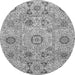 Round Machine Washable Abstract Gray Modern Rug, wshabs4067gry