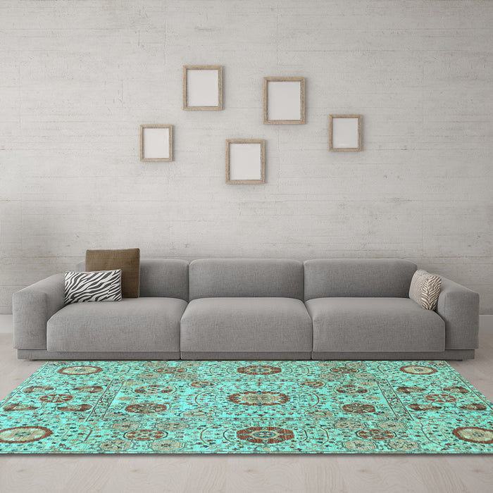 Machine Washable Abstract Light Blue Modern Rug in a Living Room, wshabs4067lblu