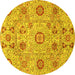 Round Abstract Yellow Modern Rug, abs4067yw