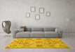 Machine Washable Abstract Yellow Modern Rug in a Living Room, wshabs4067yw