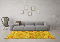 Machine Washable Abstract Yellow Modern Rug, wshabs4067yw