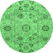 Round Abstract Emerald Green Modern Rug, abs4067emgrn