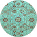 Round Machine Washable Abstract Light Blue Modern Rug, wshabs4067lblu