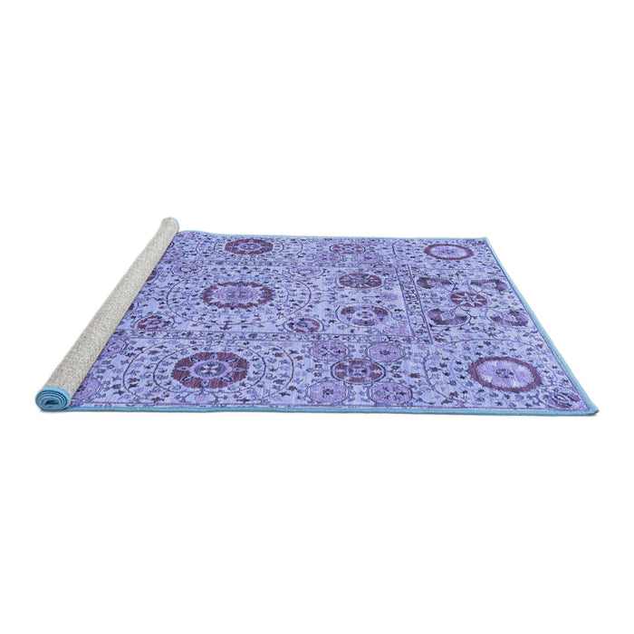 Sideview of Machine Washable Abstract Blue Modern Rug, wshabs4067blu