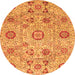 Round Abstract Orange Modern Rug, abs4067org