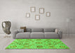 Machine Washable Abstract Green Modern Area Rugs in a Living Room,, wshabs4067grn