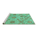 Sideview of Machine Washable Abstract Turquoise Modern Area Rugs, wshabs4067turq