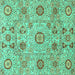 Square Abstract Turquoise Modern Rug, abs4067turq