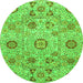 Round Machine Washable Abstract Green Modern Area Rugs, wshabs4067grn