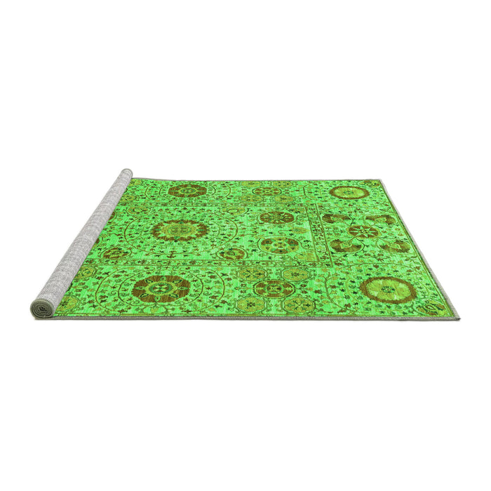 Sideview of Machine Washable Abstract Green Modern Area Rugs, wshabs4067grn