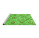 Sideview of Machine Washable Abstract Green Modern Area Rugs, wshabs4067grn