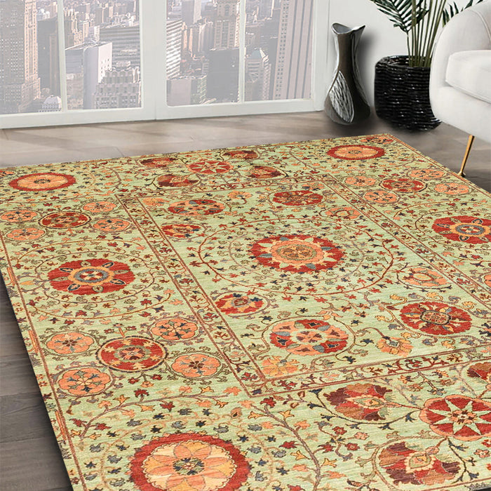 Machine Washable Abstract Red Rug in a Family Room, wshabs4067