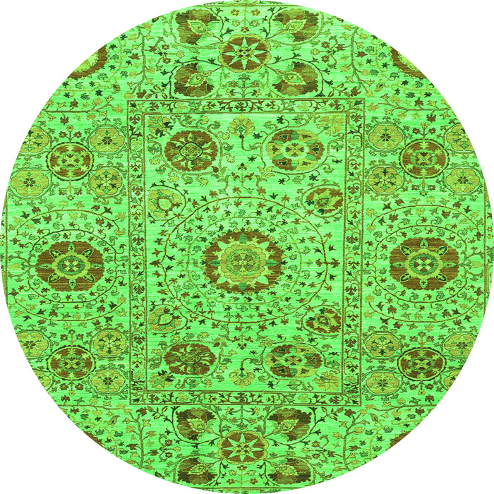 Round Abstract Green Modern Rug, abs4067grn