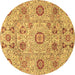 Round Machine Washable Abstract Brown Modern Rug, wshabs4067brn