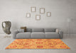 Machine Washable Abstract Orange Modern Area Rugs in a Living Room, wshabs4067org