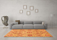 Machine Washable Abstract Orange Modern Rug, wshabs4067org