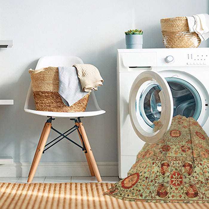 Machine Washable Abstract Red Rug in a Washing Machine, wshabs4067