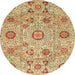 Round Machine Washable Abstract Red Rug, wshabs4067