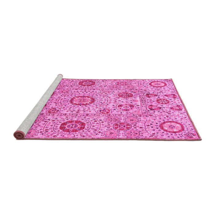 Sideview of Machine Washable Abstract Pink Modern Rug, wshabs4067pnk