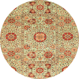 Round Abstract Red Modern Rug, abs4067