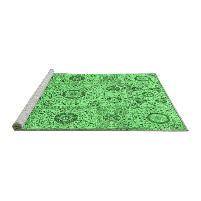 Sideview of Machine Washable Abstract Emerald Green Modern Area Rugs, wshabs4067emgrn