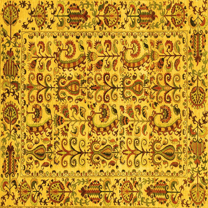 Square Machine Washable Abstract Yellow Modern Rug, wshabs4068yw