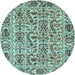 Round Abstract Light Blue Modern Rug, abs4068lblu