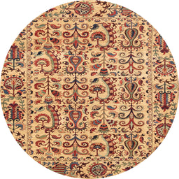 Round Machine Washable Abstract Chestnut Red Rug, wshabs4068