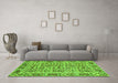 Machine Washable Abstract Green Modern Area Rugs in a Living Room,, wshabs4068grn