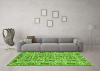 Machine Washable Abstract Green Modern Rug, wshabs4068grn