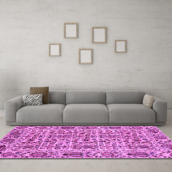 Machine Washable Abstract Purple Modern Area Rugs in a Living Room, wshabs4068pur