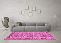 Machine Washable Abstract Pink Modern Rug, wshabs4068pnk