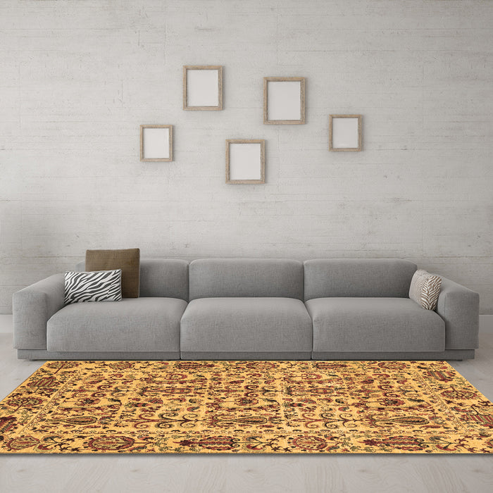 Machine Washable Abstract Brown Modern Rug in a Living Room,, wshabs4068brn