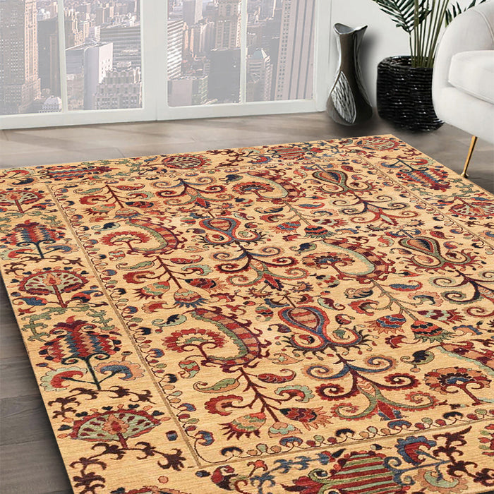 Machine Washable Abstract Chestnut Red Rug in a Family Room, wshabs4068