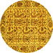 Round Abstract Yellow Modern Rug, abs4068yw