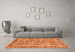 Machine Washable Abstract Orange Modern Area Rugs in a Living Room, wshabs4068org