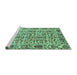 Sideview of Machine Washable Abstract Turquoise Modern Area Rugs, wshabs4068turq