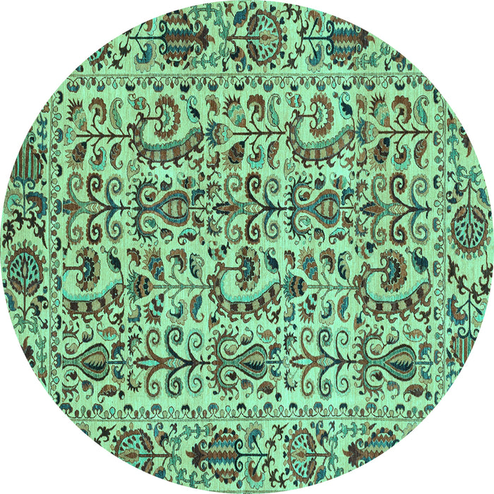 Round Machine Washable Abstract Turquoise Modern Area Rugs, wshabs4068turq