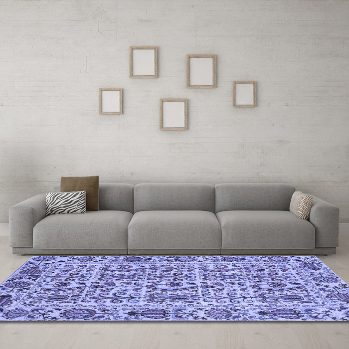 Machine Washable Abstract Blue Modern Rug in a Living Room, wshabs4068blu