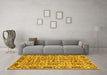 Machine Washable Abstract Yellow Modern Rug in a Living Room, wshabs4068yw