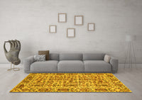 Machine Washable Abstract Yellow Modern Rug, wshabs4068yw